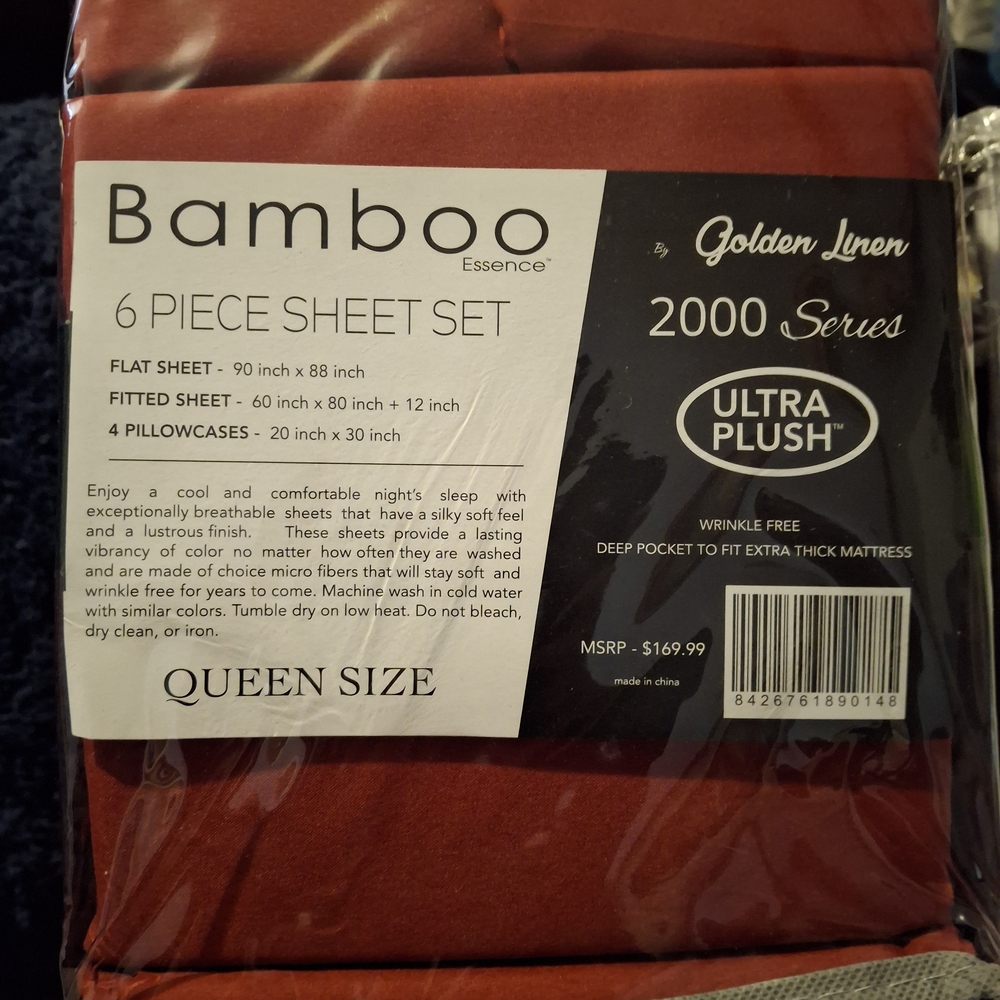 Golden Linen Bamboo Essence Queen Sheet Set